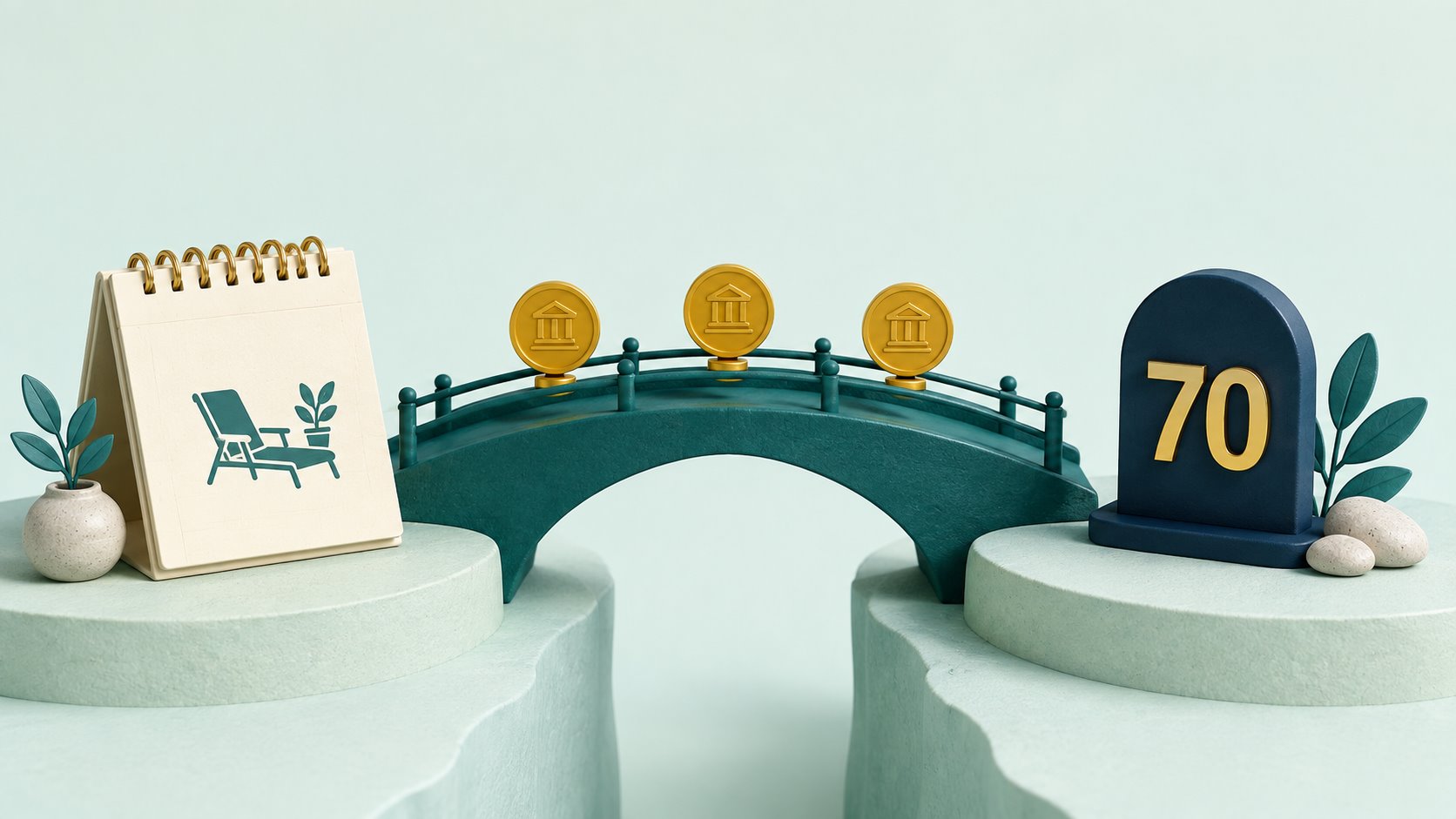 A payment bridge connecting retirement to an age-70 milestone.