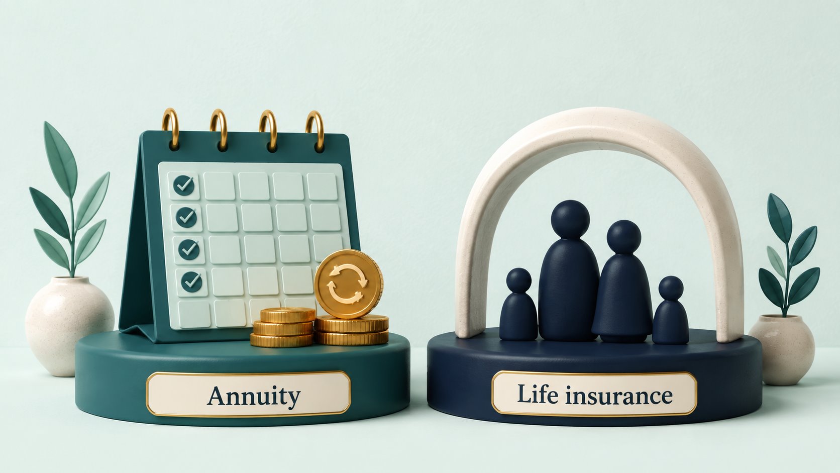 An annuity calendar compared with family protection under life insurance.