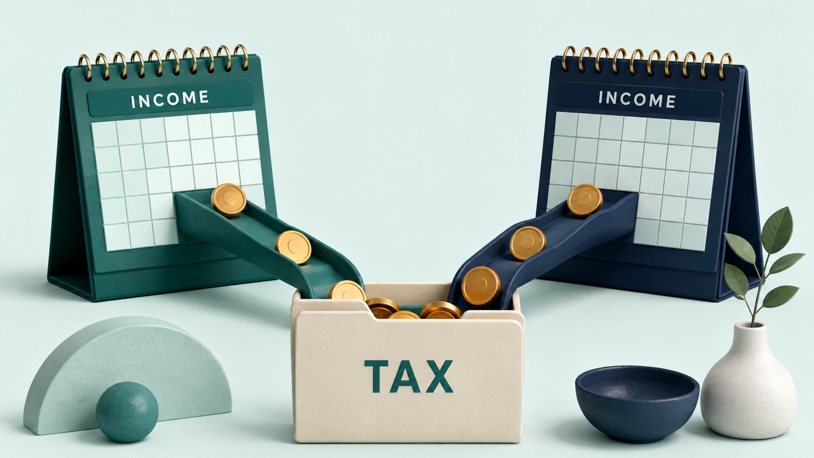 Two retirement income calendars contributing to a combined tax calculation.