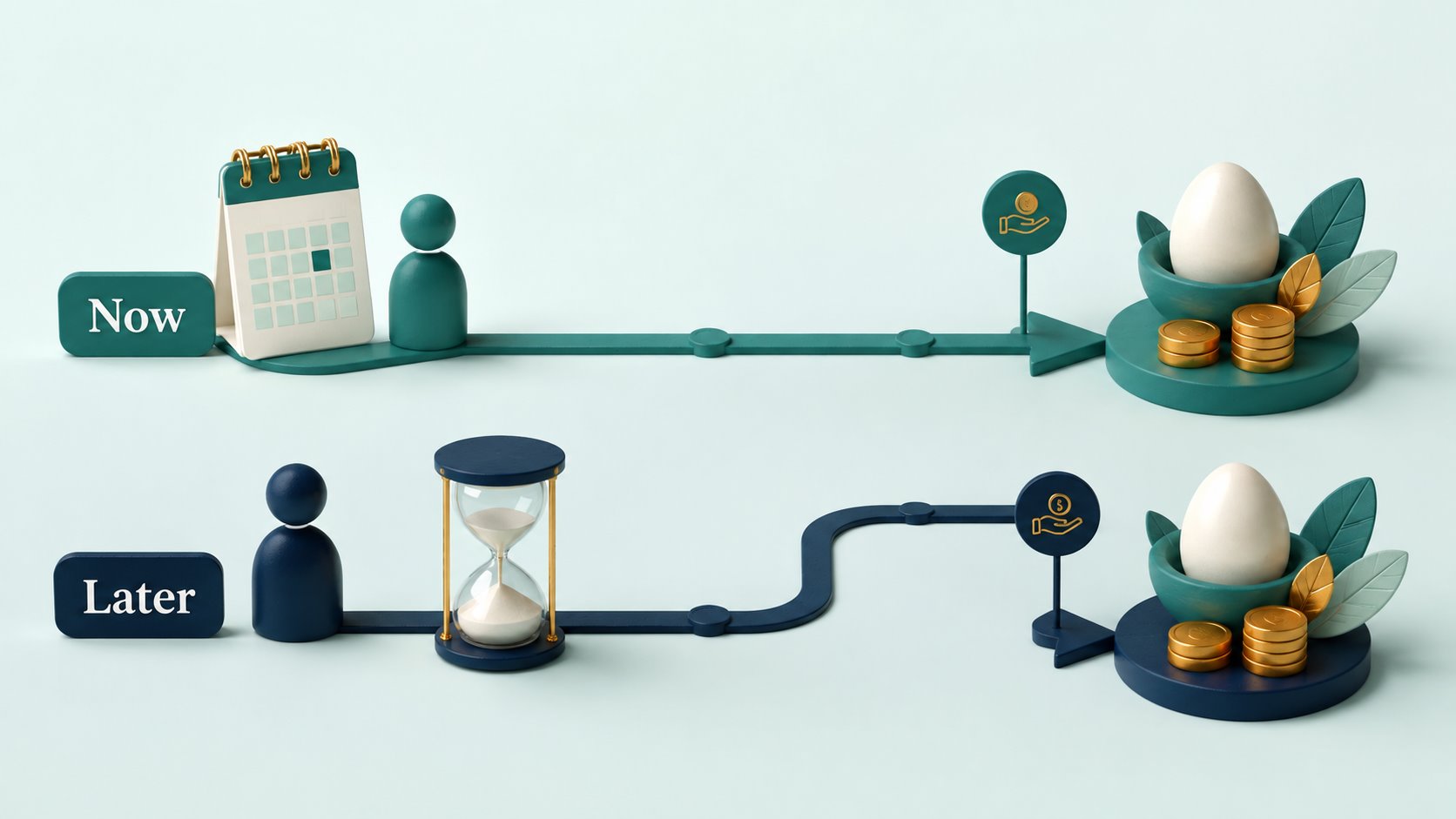 Immediate payments compared with payments that begin after a waiting period.