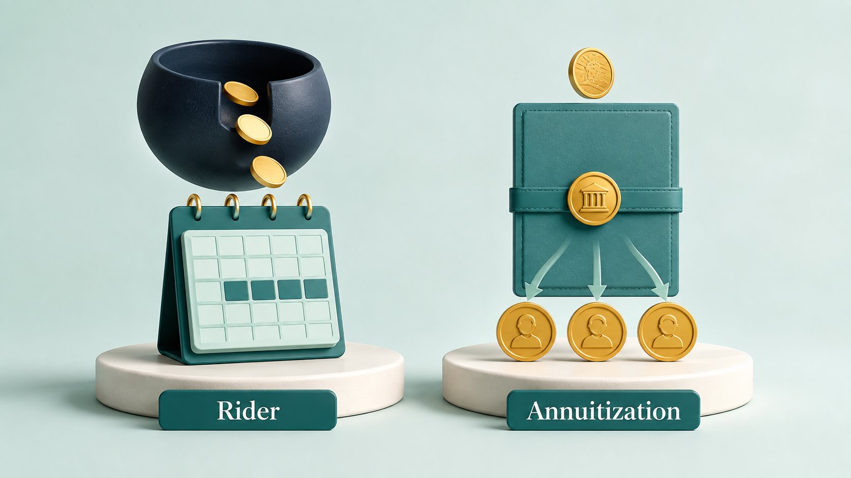An accessible account with an income rider compared with annuitization payments.