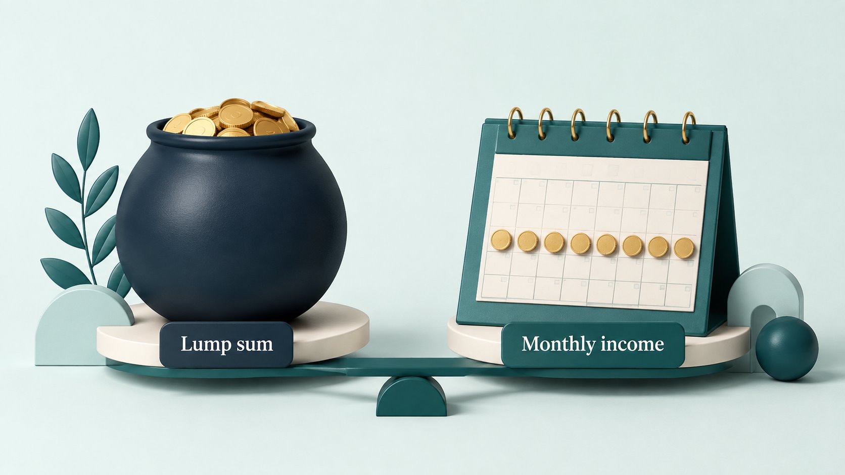 A lump-sum pension vessel compared with monthly annuity income.