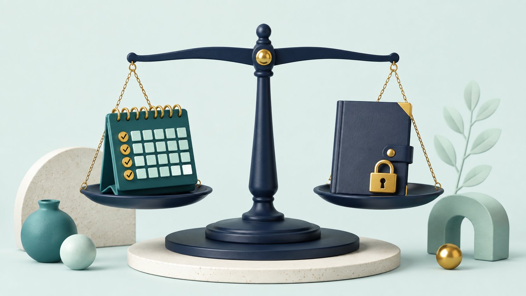 A scale balancing an income calendar against a locked contract.