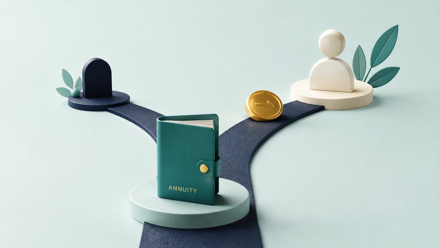 An annuity branching into a beneficiary path and an ending-payment path.