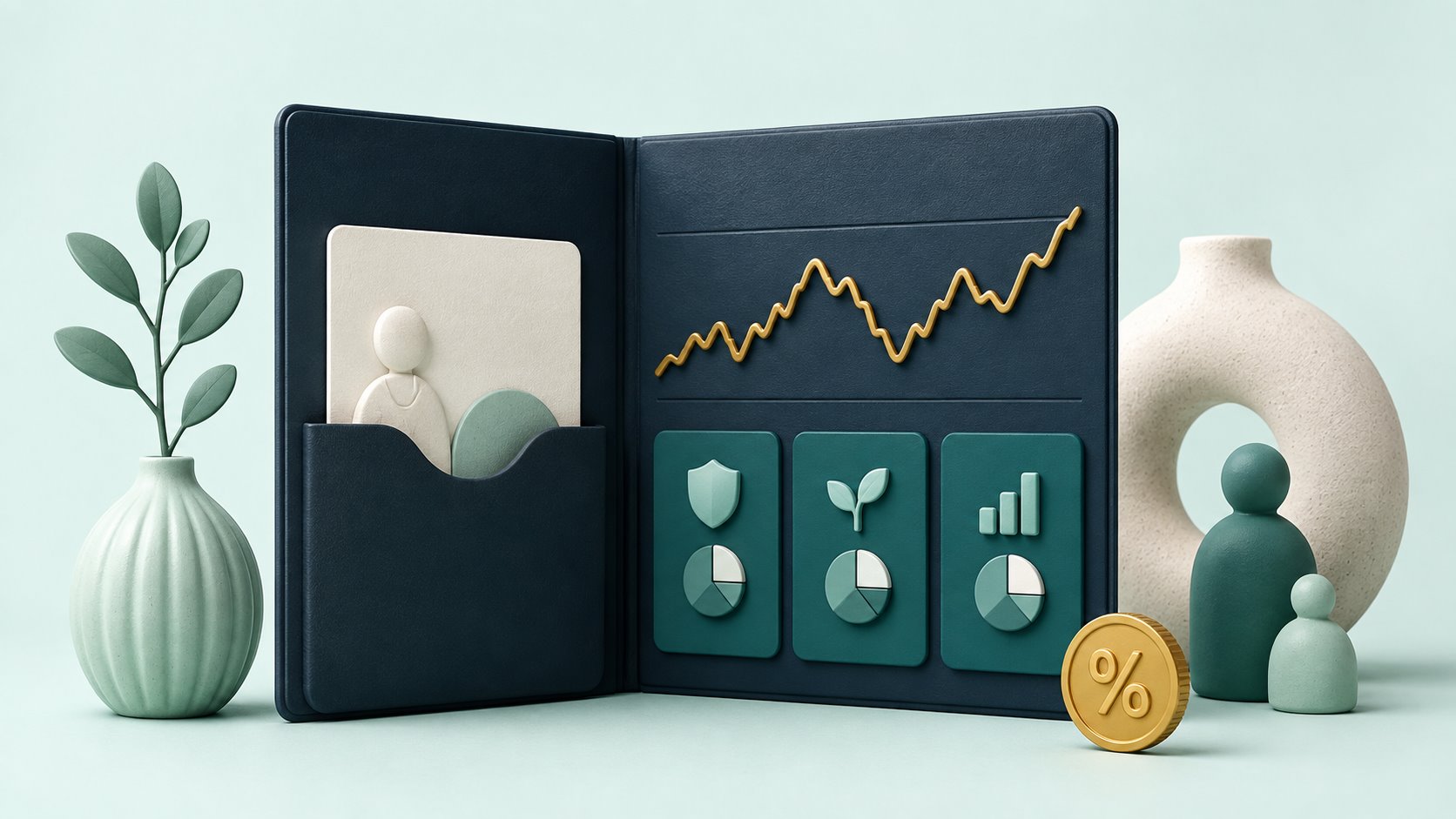 A variable-annuity portfolio showing a fluctuating market line and sub-accounts.