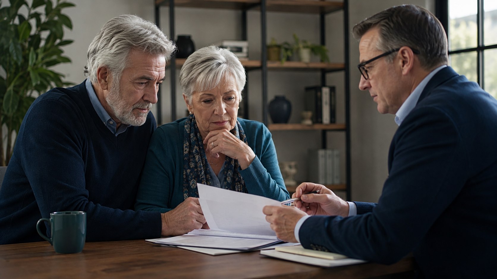 An illustrative consultation between a couple and a financial professional.